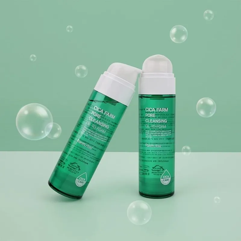 Почистващо олио-пяна с центела за дълбоко почистване на порите – FarmStay Cica Farm Pore Cleansing Oil to Foam 115 ml — снимк