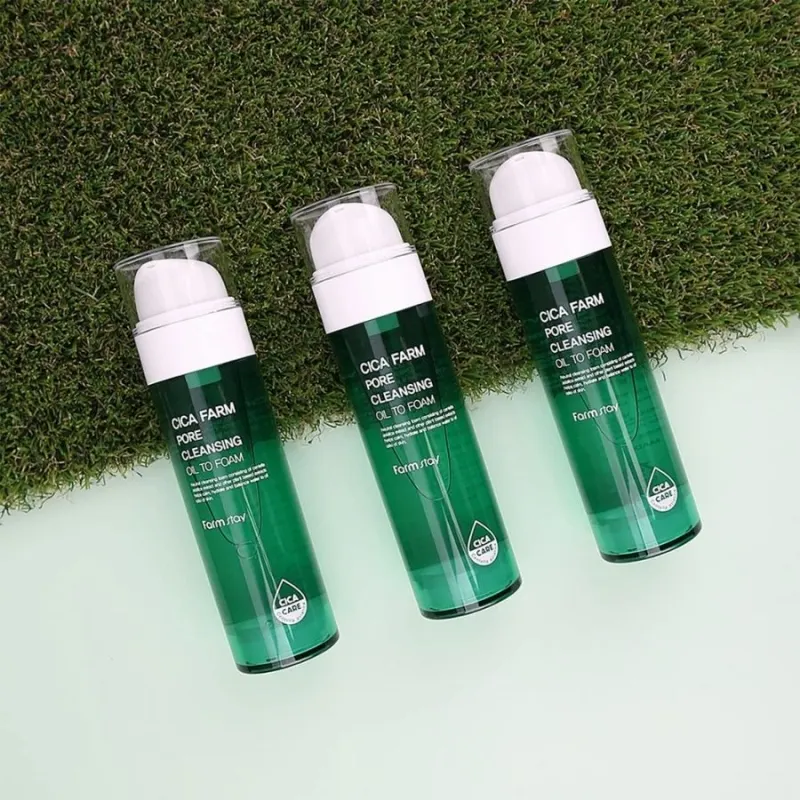 Почистващо олио-пяна с центела за дълбоко почистване на порите – FarmStay Cica Farm Pore Cleansing Oil to Foam 115 ml — снимк