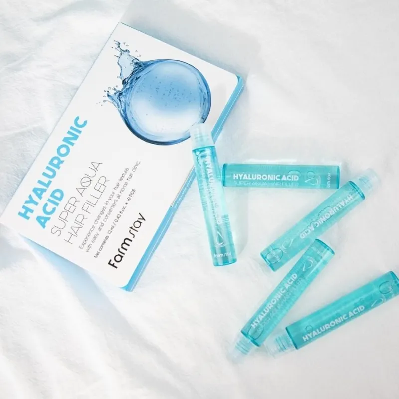 Хидратиращ филър за коса с хиалуронова киселина – FarmStay Hyaluronic Acid Super Aqua Hair Filler 10x13ml — снимка 2