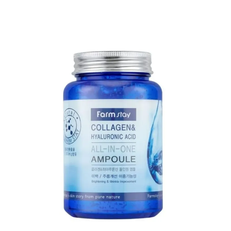Ампулен серум с колаген и хиалуронова киселина FarmStay Collagen & Hyaluronic Acid All-in-One Ampoule 250 ml — снимка 2
