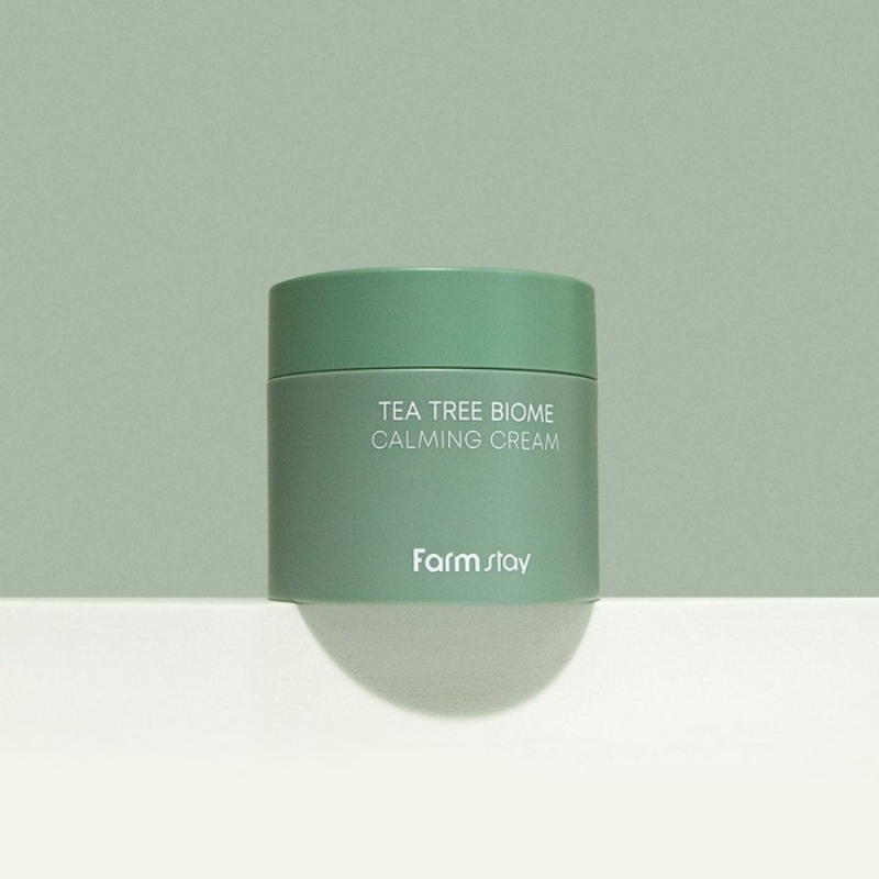 Успокояващ крем с чаено дърво за проблемна кожа – FarmStay Tea Tree Biome Calming Cream 80 ml — снимка 3
