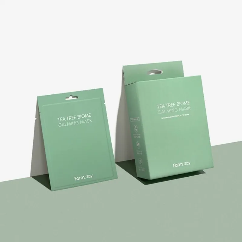 Успокояваща маска с чаено дърво – FarmStay Tea Tree Biome Calm Mask — снимка 4