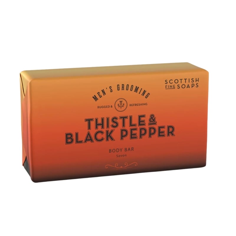 Scottish Fine Soaps Men's Grooming Thistle & Black Papper Body Bar Soap 220gr