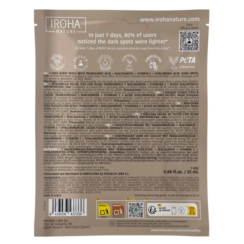 Iroha Dark Spot Sheet Mask with Tranexamic Acid 25 ml — 6
