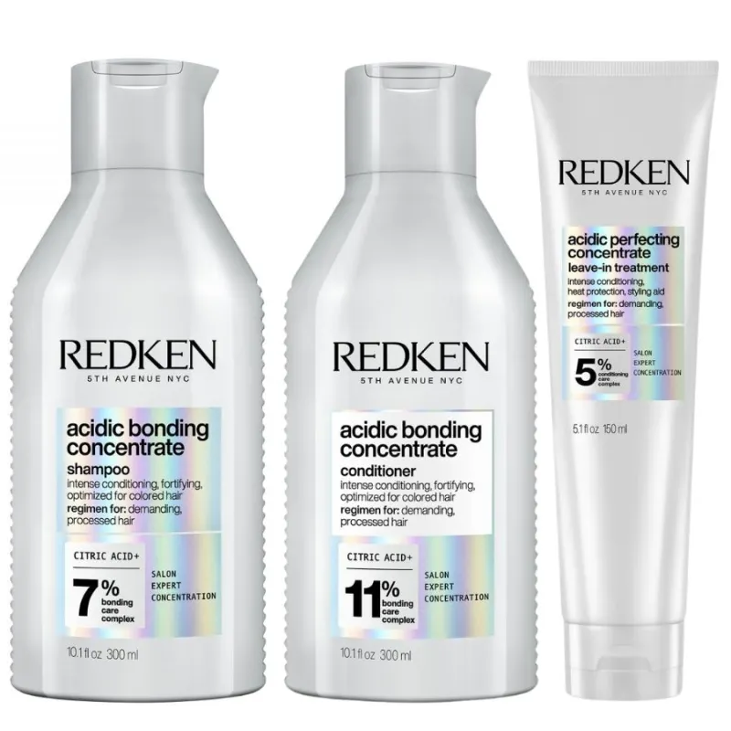 Redken Acidic Bonding Concentrate Shampoo + Conditioner + Leave-In Set