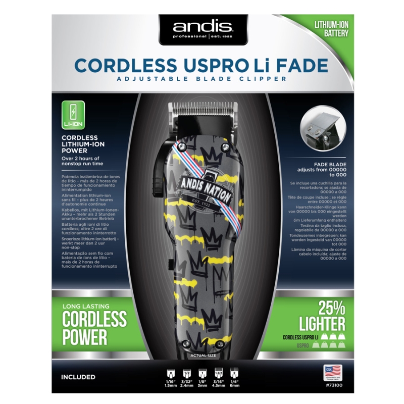Професионална безжична машинка за fade и плътна коса Andis USPRO Li Fade — снимка 2