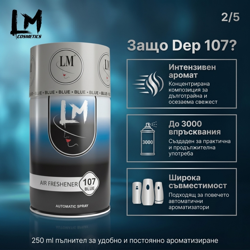 Освежител за въздух LM Dep 250ml 107 ( пълнител за електронен ароматизатор ) — снимка 3