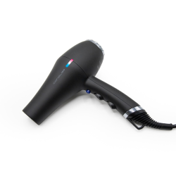 Професионален сешоар за коса с 2200W AC Turbo мотор, йонен генератор и LED индикатор Corioliss Flow Power Black Chrome