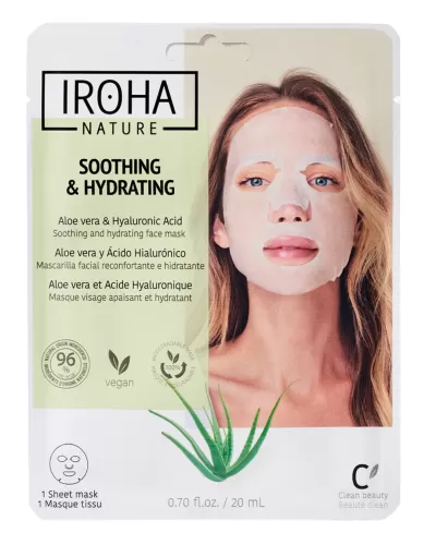 Хидратираща маска за лице с Алое Вера и хиалурон Iroha Soothing & Hydrating Face Sheet Mask with Aloe Vera + Hyaluronic Acid