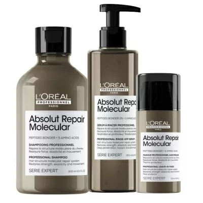 Термозащитна рутина за възстановяване и защита на увредена коса Loreal Professionnel Absolut Repair Molecular 