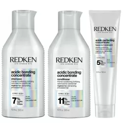 Поддържаща рутина за третирана и увредена коса Redken Acidic Bonding Concentrate Shampoo + Conditioner + Leave-In Set