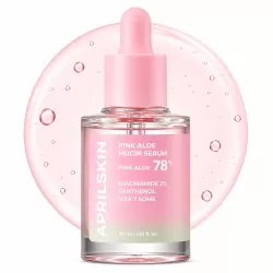 Серум за дехидратирана, чувствителна и неравномерна кожа с алое, ниацинамид и пантенол APRILSKIN Pink Aloe Mucin Serum 30 ml