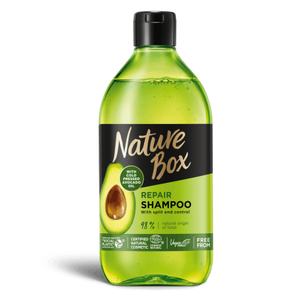 Веган възстановяващ шампоан с масло от Авокадо Nature Box Avocado Oil Repair Shampoo 385ml