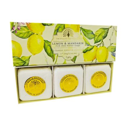 Комплект луксозни сапуни в кутия с Лимон и Мандарина The English Soap Company Lemon & Mandarine Soap 3x100g