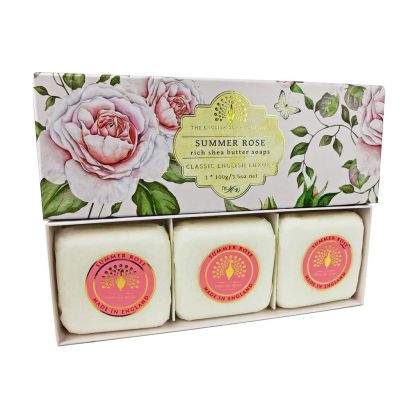 Комплект луксозни сапуни в кутия с Роза The English Soap Company Summer Rose Soap 3x100g