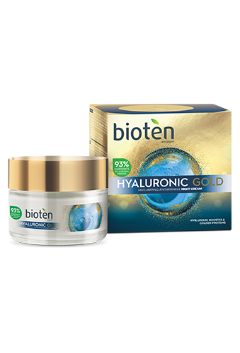 Уплътняващ нощен крем против бръчки Bioten Hyaluronic Gold Night Cream 50ml