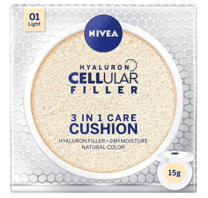Фон дьо тен с естествено покритие Nivea Hyaluron Cellular Filler 3 in 1 Care Cushion 15g (РАЗЛИЧНИ НЮАНСИ)