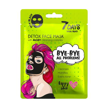 Детоксикираща маска за лице 7 Days Total Black Bye-Bye All Problems! Detox Face Mask 1pcs