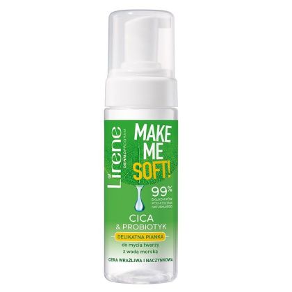 Нежна почистваща пяна за лице с Центела и Пробиотик Lirene Make Me Soft! Cica & Probiotic Gentle Foam Face Wash with Seawater 190ml 