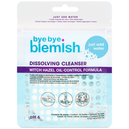 Bye Bye Blemish Water Activated Dissolving Cleanser Sheets with Witch Hazel 50pcs