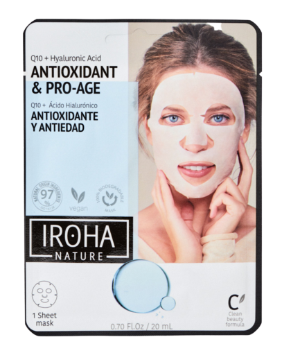 Противостарееща маска за лице Iroha Anti-Wrinkle Sheet Face Mask Q10 + Hyaluronic Acid