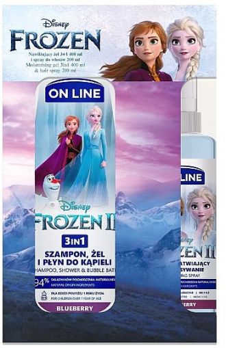Детски комплект Disney Frozen II ON LINE  (Шампоан 3в1+ Спрей за лесно разресване)