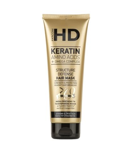 Маска за коса срещу накъсване Farcom HD Keratin Amino Acids + Omega Complex Structure Defense Hair Mask 250ml 