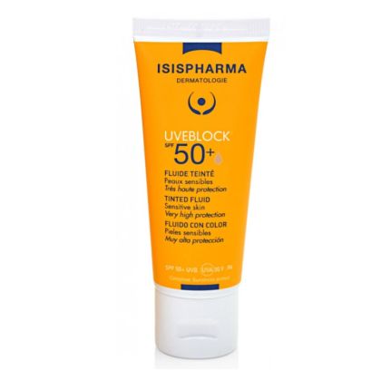 Слънцезащитен крем с цвят Isis Pharma Uveblock SPF50+ Tinted Fluide Very high protection fluid 40ml