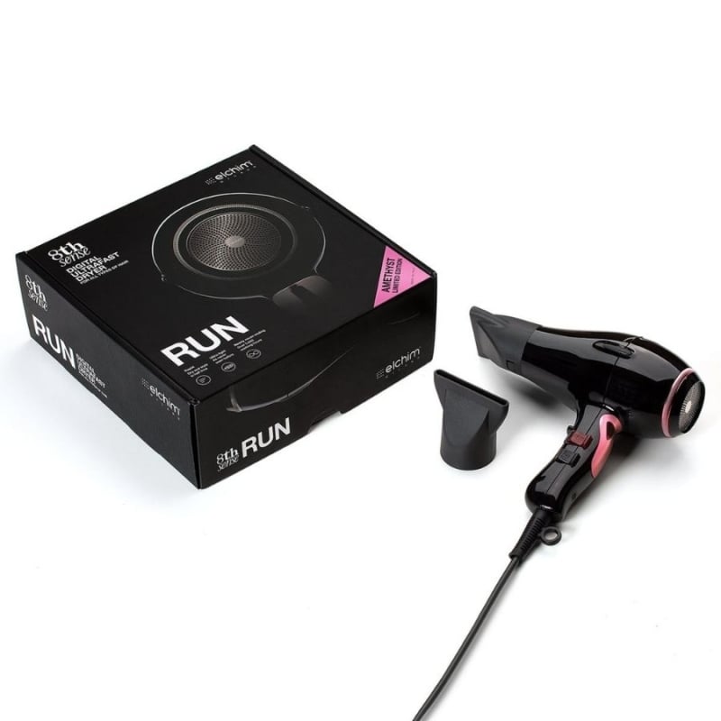 Професионален лек и ефективен сешоар Elchim 8th Sense RUN Hair Dryer Amethyste (Black & Rose) — изглед 4