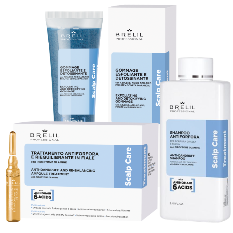 Комплект против пърхот и за балансиран скалп Brelil Scalp Care Anti-Dandruff Set 3pcs