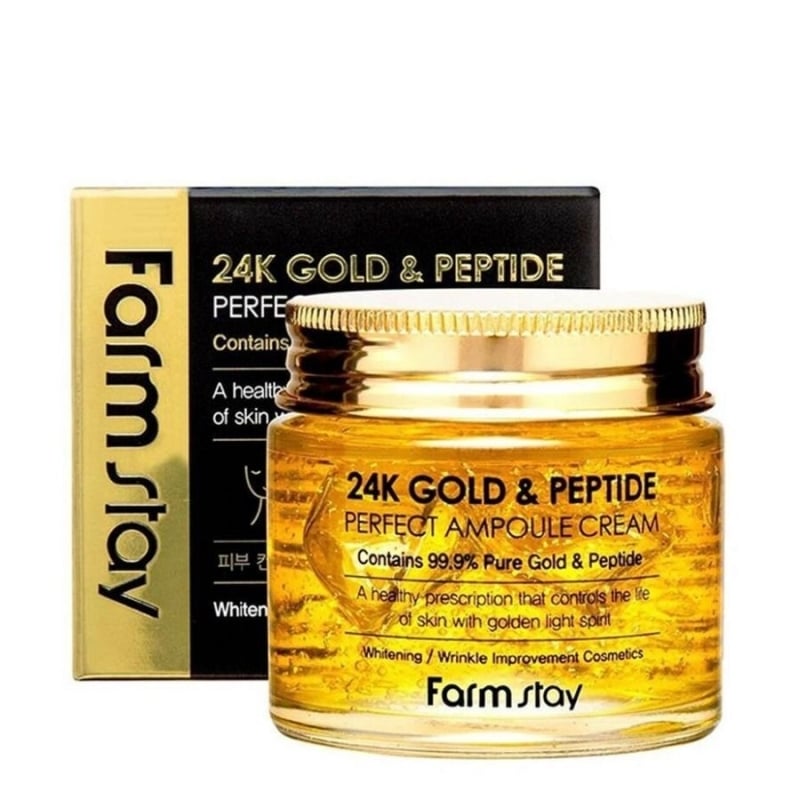 Крем с 24K злато и пептиди за стягане и хидратация – Farmstay 24K Gold & Peptide Perfect Ampoule Cream 80ml