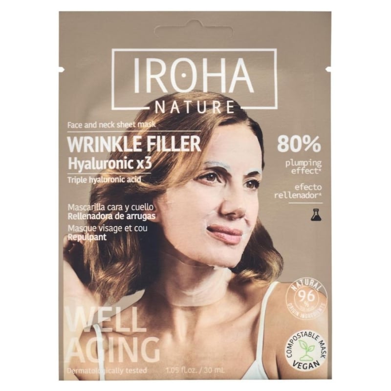 Дълбоко хидратираща маска за лице и шия с тройна хиалуронова киселина Iroha Wrinkle Filler & Anti-Age Face Mask with Triple Hyaluronic Acid