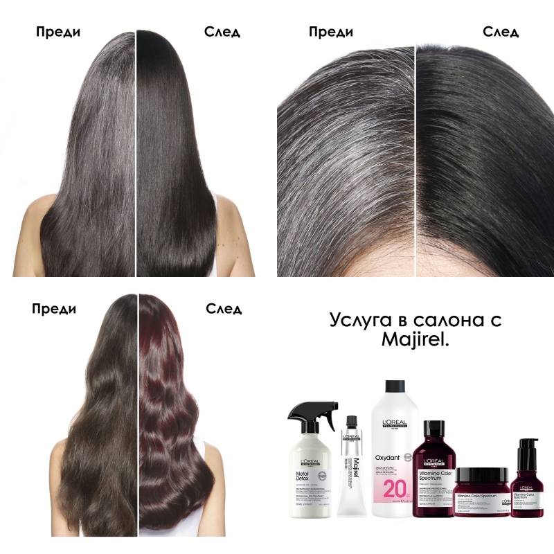 Трайна боя за коса с до 100% покритие на бели коси - L'Oréal Professionnel Majirel Hair Color 60 ml — изглед 4