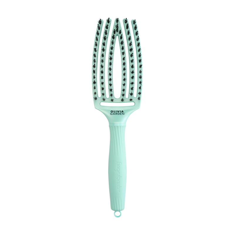 Четка за разресване с глигански косъм и полимерни лакна Olivia Garden Fingerbrush Arctic Lights Arctic Teal M