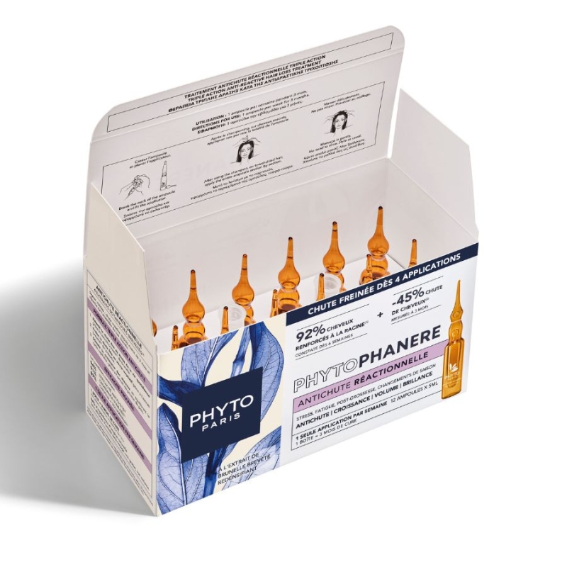 Ампули против реактивен косопад при стрес, умора и след раждане Phyto Phytophanere Anti-Reactive Hair Loss Treatment 12x5 ml — изглед 2