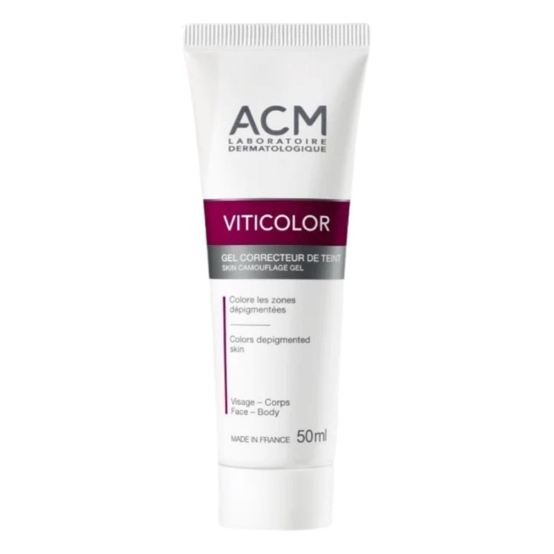 Камуфлажен гел за витилиго и депигментирани зони с DHA и Erythrulose ACM Viticolor Complexion Correcting Gel 50 ml