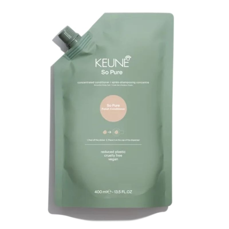 Веган изглаждащ балсам против фриз и хвърчаща коса Keune So Pure Polish Conditioner Refill 400 ml