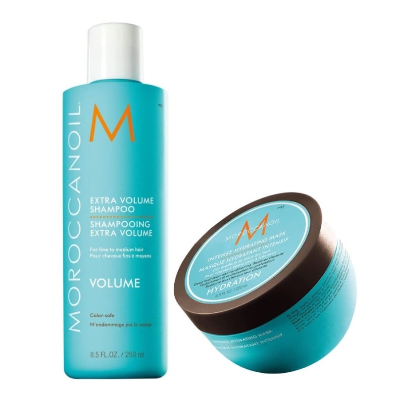 Комплект за мазен скалп и сухи краища при плътна коса Moroccanoil Volume Duo Set