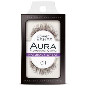 Мигли от естествен косъм Aura Power Lashes False Eyelashes 01 Naturaly Great 