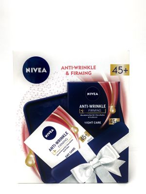 Дамски комплект Nivea Anti-Wrinkle + Firming 45+ Дневен крем против бръчки + Нощен крем против бръчки 