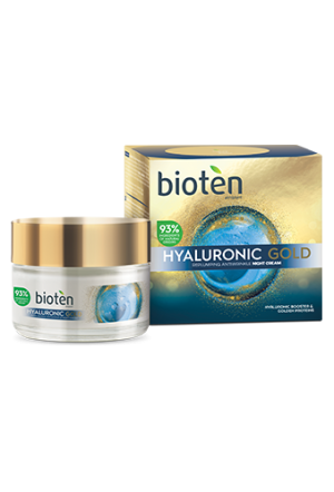 Уплътняващ нощен крем против бръчки Bioten Hyaluronic Gold Night Cream 50ml