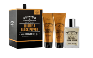Подаръчен комплект от 3 части с Трън и Пипер Scottish Fine Soaps Men's Grooming Thistle & Black Pepper Well Groomed Gift Set
