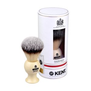 Четка за бръснене с бяла дръжка - средна Kent BK8S Medium Synthetic Shaving Brush