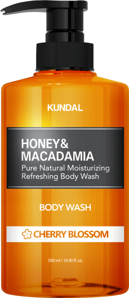 Душ гел с цвят от Череша Kundal Honey & Macadamia Cherry Blossom Pure Natural Moisturizing Refreshing Body Wash 500ml 