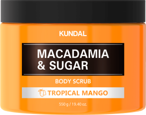 Захарен скраб за тяло с Тропическо Манго Kundal Macadamia & Sugar Tropical Mango Body Scrub 550g 