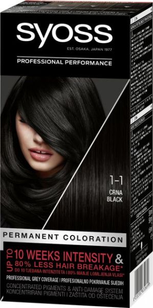 Боя за коса Syoss Permanent Coloration 1-1 черен