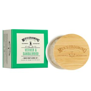 Сапун за бръснене с керамичен съд Ветивер и Сандалово дърво Scottish Fine Soaps Men's Grooming Vetiver & Sandalwood Shave Soap & Bowl Set 100g 
