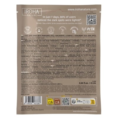Маска против тъмни петна с транексамова киселина Iroha Dark Spot Sheet Mask with Tranexamic Acid 25 ml