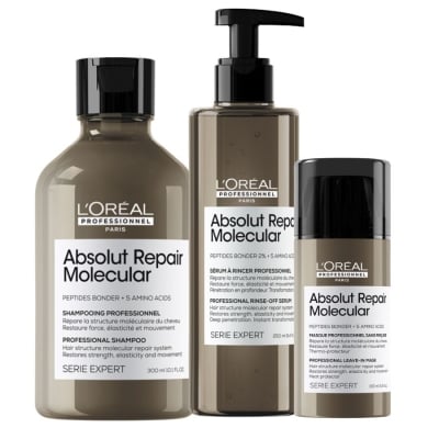 Термозащитна рутина за възстановяване и защита на увредена коса Loreal Professionnel Absolut Repair Molecular 